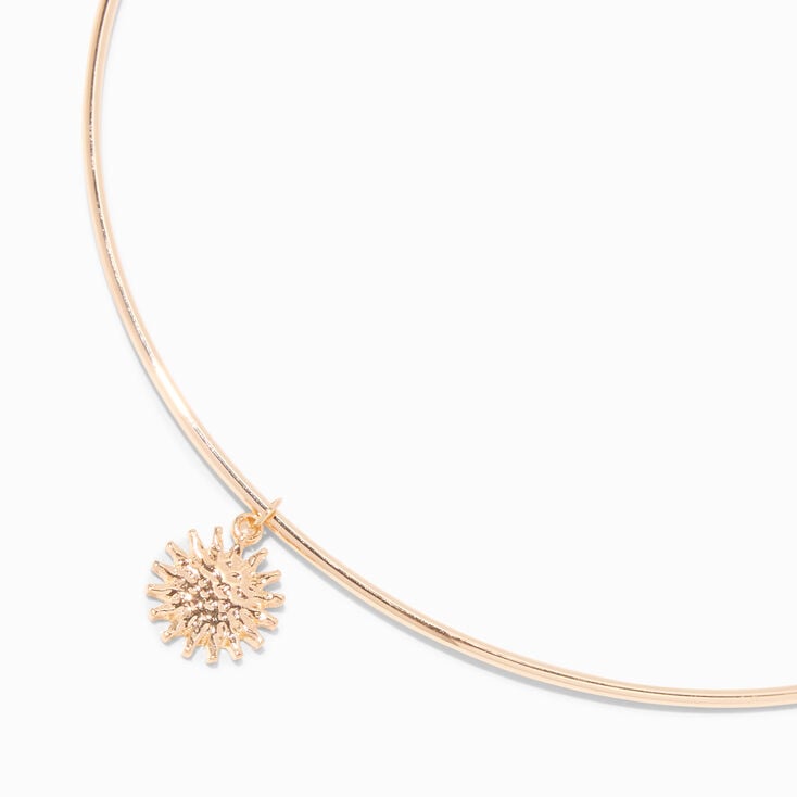 Gold Sun Coil Choker Necklace,