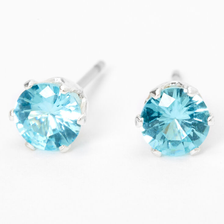 5MM Cubic Zirconia Stud Earrings - Blue,