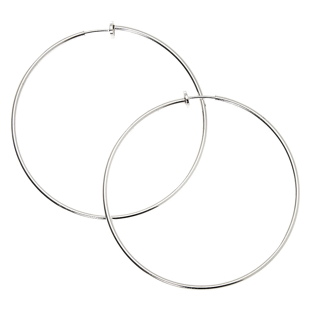 Silver 70MM Clip On Hoop Earrings Icing US