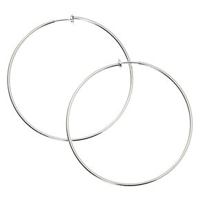 Silver 70MM Clip On Hoop Earrings,