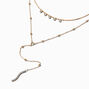 Gold-tone Cubic Zirconia Confetti Multi-Strand Y-Neck Necklace,