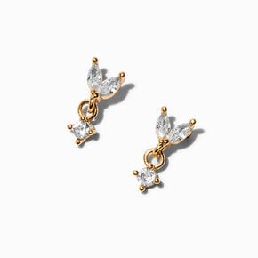 Gold-tone Cubic Zirconia Marquise Stud Earrings,