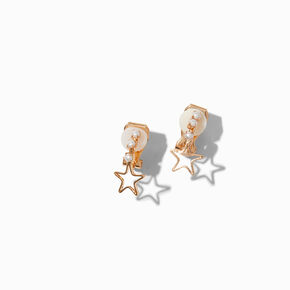 Gold-tone Stars &amp; Faux Pearls Clip-On Earrings ,
