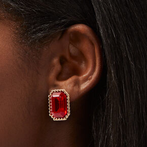 Red Jewel Stud Earrings ,