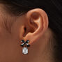 Black Bow Crystal 0.75&quot; Drop Earrings,