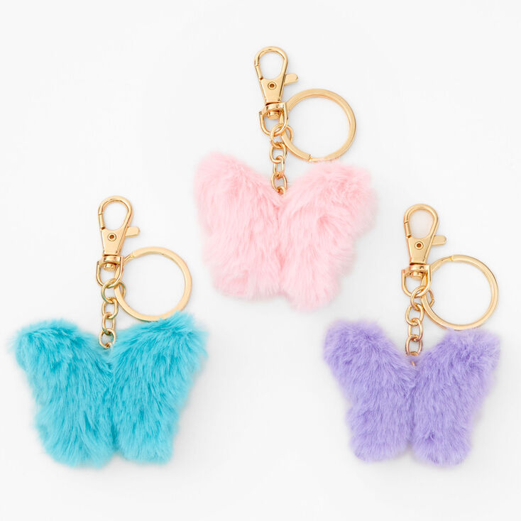 Pom pom Cute keyring keychain with glitters(Purple Color)