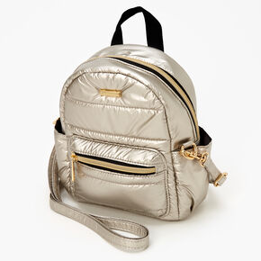 Metallic Mini Backpack Crossbody Convertible Bag - Tan,