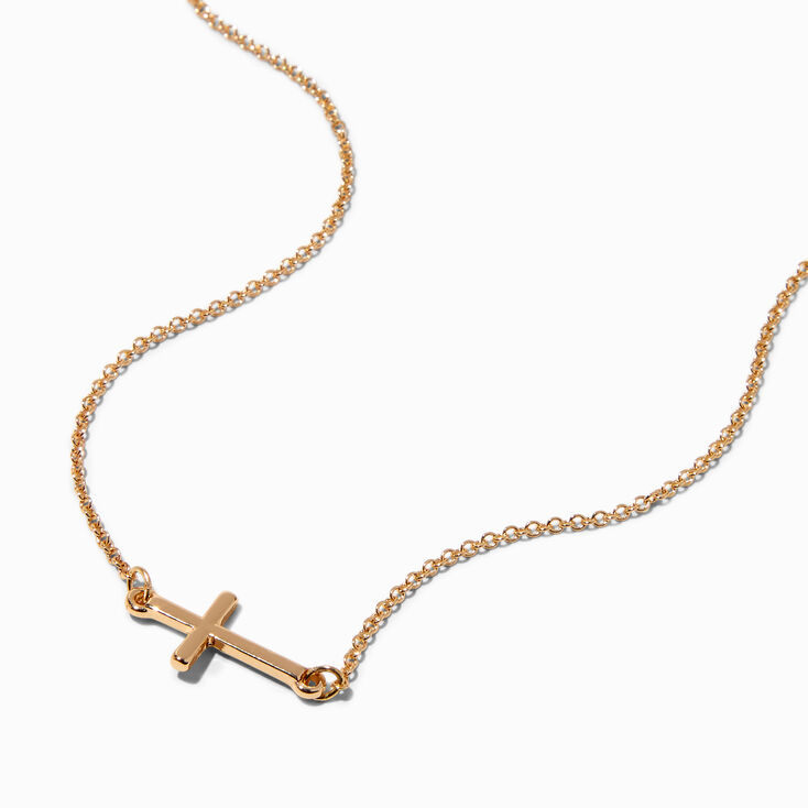 Icing Recycled Jewelry Gold-tone Cross Pendant Necklace,