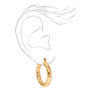 Gold 20MM Laser Cut Textured Tube Hoop Earrings,