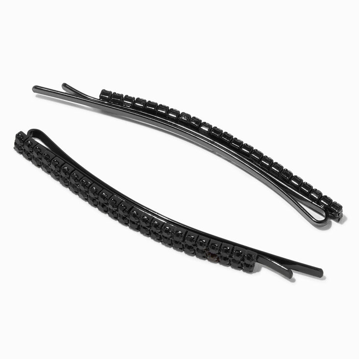 Jet Black Rhinestone Bobby Pins - 2 Pack,