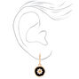 Gold 10MM Daisy Huggie Hoop Earrings - Black,