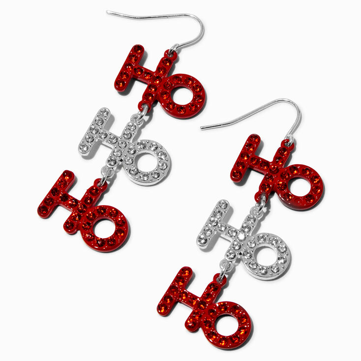 Crystal &quot;HO HO HO&quot; 2&quot; Drop Earrings,