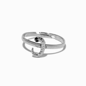 Silver-tone Snake Initial Ring - J ,