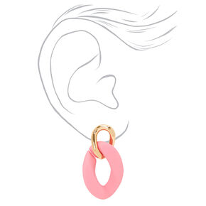 Gold Rubber Pink Chainlink Drop Earrings,