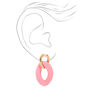 Gold Rubber Pink Chainlink Drop Earrings,