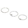 Sterling Silver 22G Crystal Twist Hoop Nose Rings - 3 Pack,