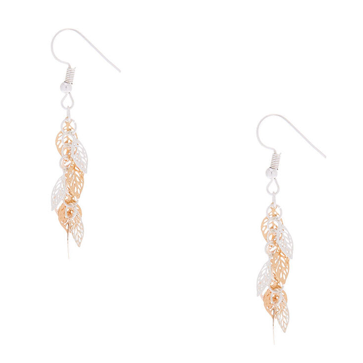 Mixed Metal 1.5" Mini Leaf Drop Earrings,