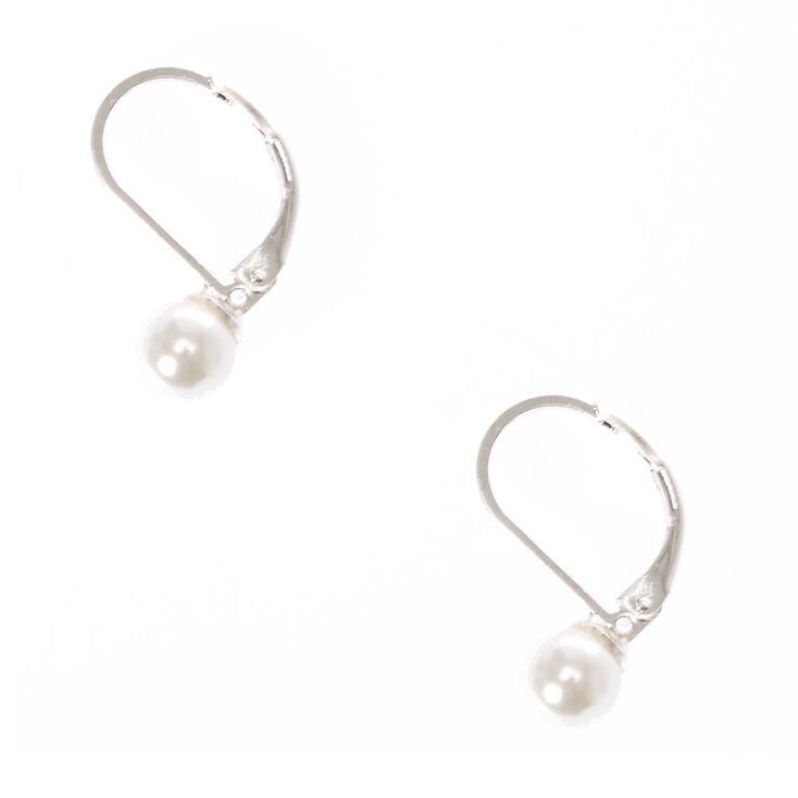 Faux Pearl Mini Hoop Earrings,