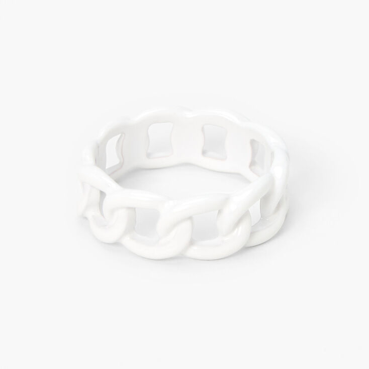 White Woven Chain Enamel Ring,