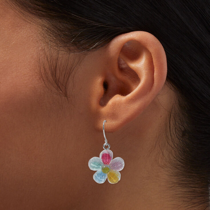 Rainbow Daisy 1&quot; Drop Earrings,