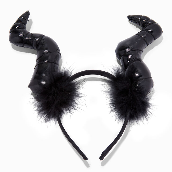 Black Witch Horns Feather Headband,