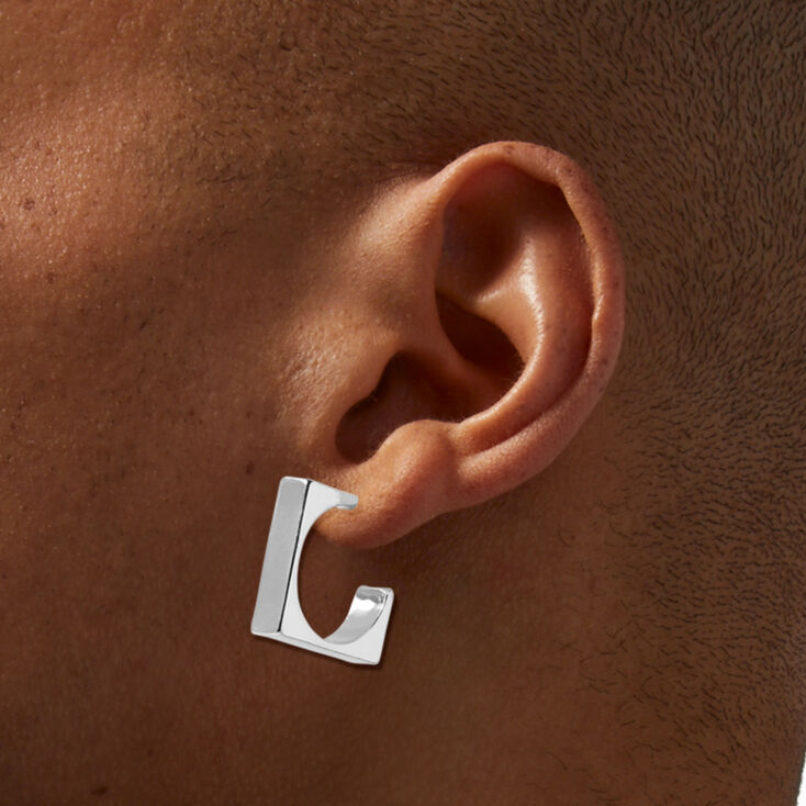 Silver-tone 20MM Square Circle Hoop Earrings,