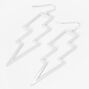 Silver Lightning Bolt Outline 2&quot; Drop Earrings,