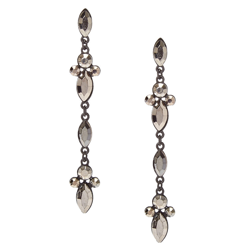 black gem drop earrings