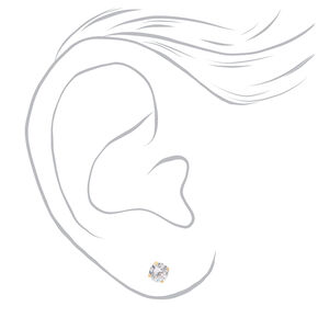 24kt Gold Plated 4mm Cubic Zirconia Studs Ear Piercing Kit with Ear Care Solution,