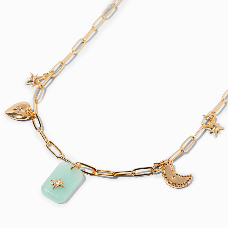 Gold Celestial Mint Charm Necklace,