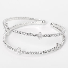 Silver Textured Bangle Bracelets - 8 Pack