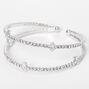 Silver Rhinestone Double Row Cuff Bracelet,