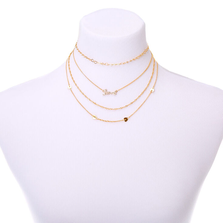 Gold Eternal Love Multi Strand Necklace,