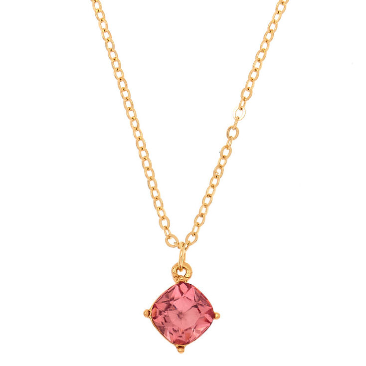 October Birthstone Pendant Necklace - Rose,