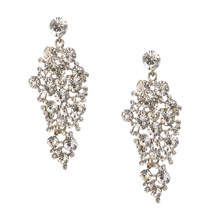 Clear Faux Crystal Cluster Drop Earrings,