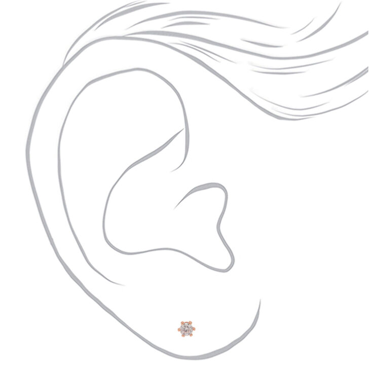 18kt Rose Gold Plated Cubic Zirconia 3MM Stud Earrings,