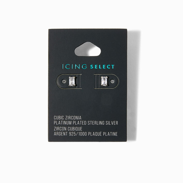 Icing Select Sterling Silver Platinum Baguette Cubic Zirconia Stud Earrings,