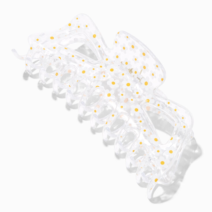 Large Clear Daisy Print Hair Claw,