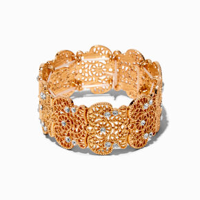 Gold-tone Filigree Stretch Bracelet,