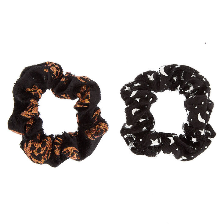 Velvet Halloween Scrunchies - Black, 2 Pack,