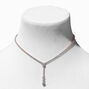 Rose Gold Rhinestone Teardrop Y-Neck Necklace &amp; Drop Earrings Set - 2 Pack,