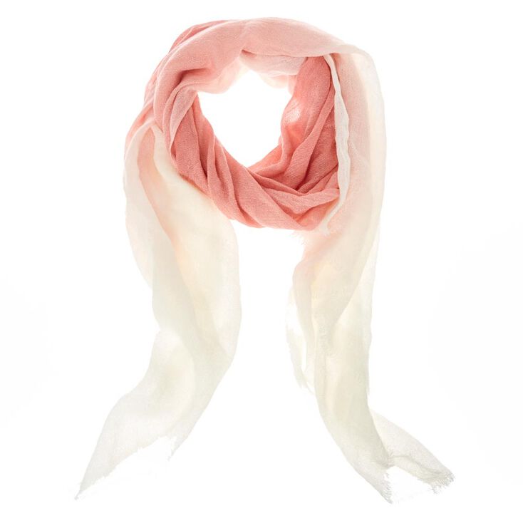 Blush & White Ombre Knit Scarf,
