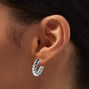 Icing Select Sterling Silver Plated 12MM Twisted Clicker Hoop Earrings ,