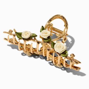 Gold-tone Ivory Rose Embellished Hair Claw,