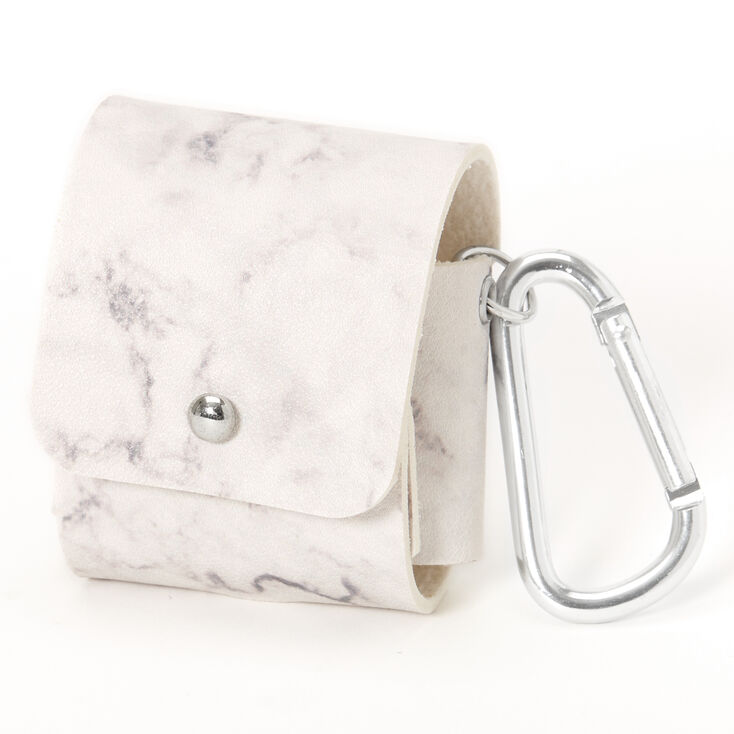 White Marble Earbud Pouch Case Cover - Compatible With Apple AirPods&reg;,