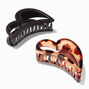 Tortoiseshell &amp; Black Open Heart Hair Claws - 2 Pack,