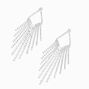 Silver Crystal Baguette Fringe 4&quot; Drop Earrings,