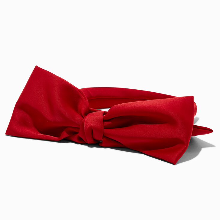 Red Jersey Solid Bow Headband,
