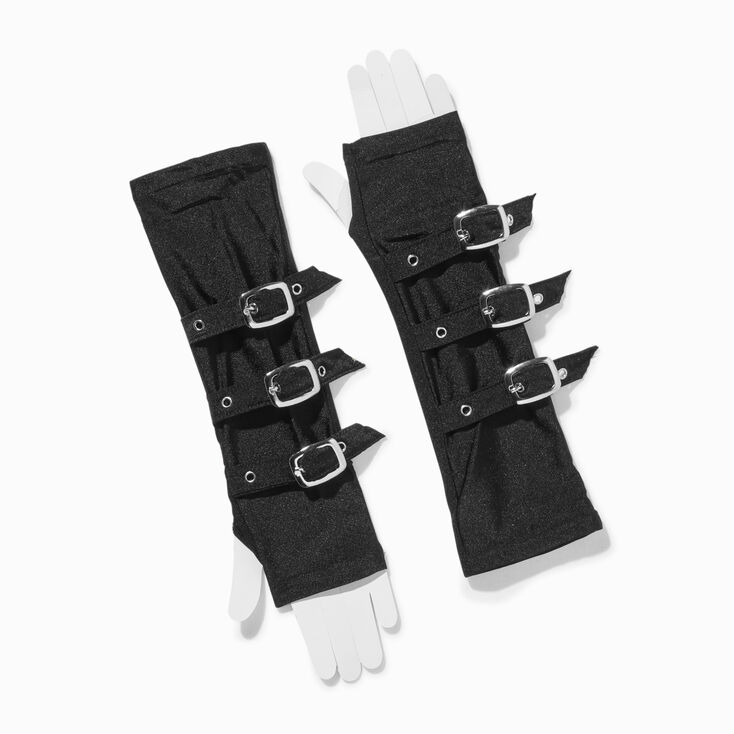 Black Triple Buckle Arm Warmers,