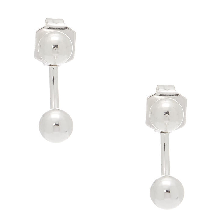 Silver Ball Front & Back Earring,
